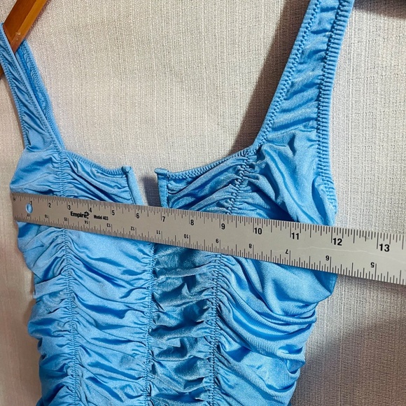 Blue Ruched One-Piece Swimsuit - Picture 9 of 10